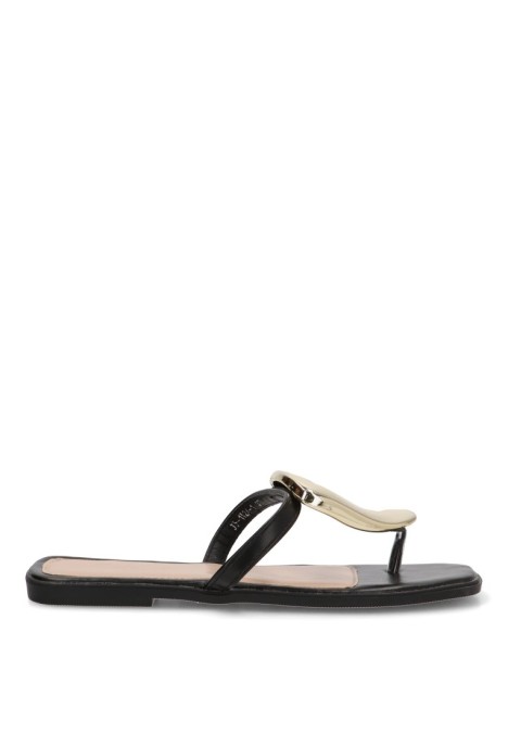 Sandalia de mujer SORAIA jn-1u24 negro sintetico suela plana