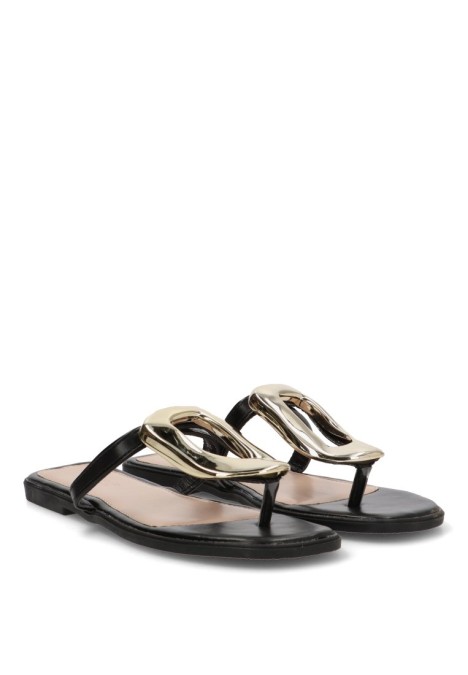 Sandalia de mujer SORAIA jn-1u24 negro sintetico suela plana