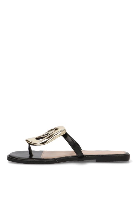 Sandalia de mujer SORAIA jn-1u24 negro sintetico suela plana
