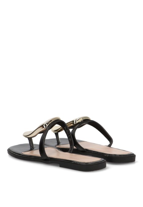 Sandalia de mujer SORAIA jn-1u24 negro sintetico suela plana