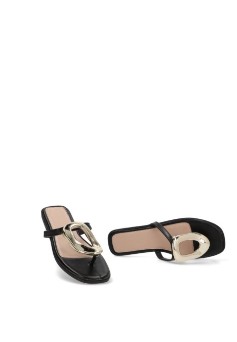 Sandalia de mujer SORAIA jn-1u24 negro sintetico suela plana