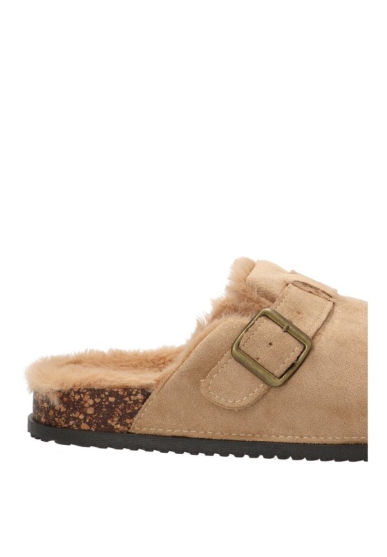 Zueco de mujer IDEAL SHOES df229 kakhi antelina suela plana