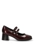 Zapato de mujer HISPAFLEX 2438 burdeos charol tacón medio