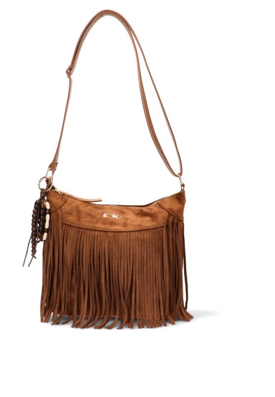 Bolso bandolera grande de mujer ETIKA b30147 marron antelina