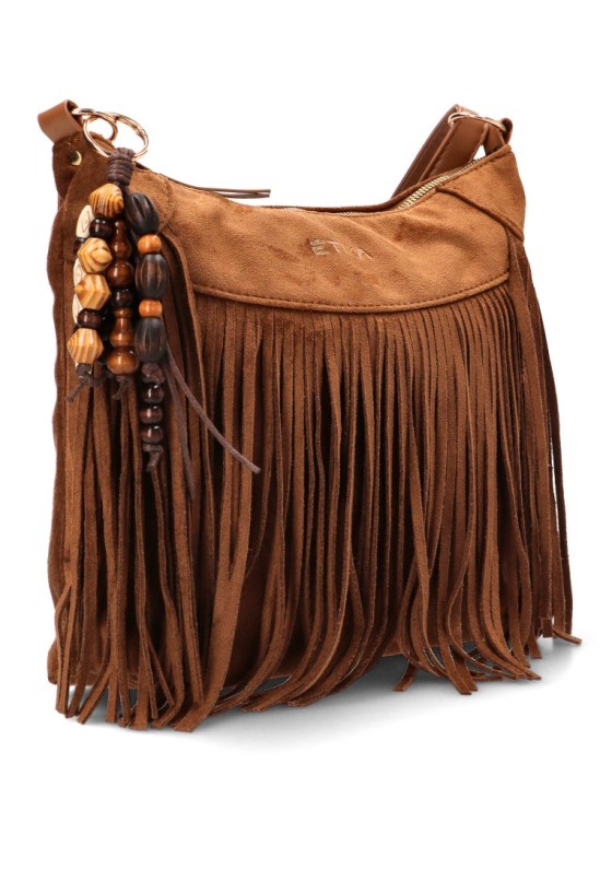 Bolso bandolera grande de mujer ETIKA b30147 marron antelina