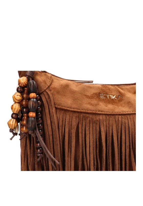 Bolso bandolera grande de mujer ETIKA b30147 marron antelina