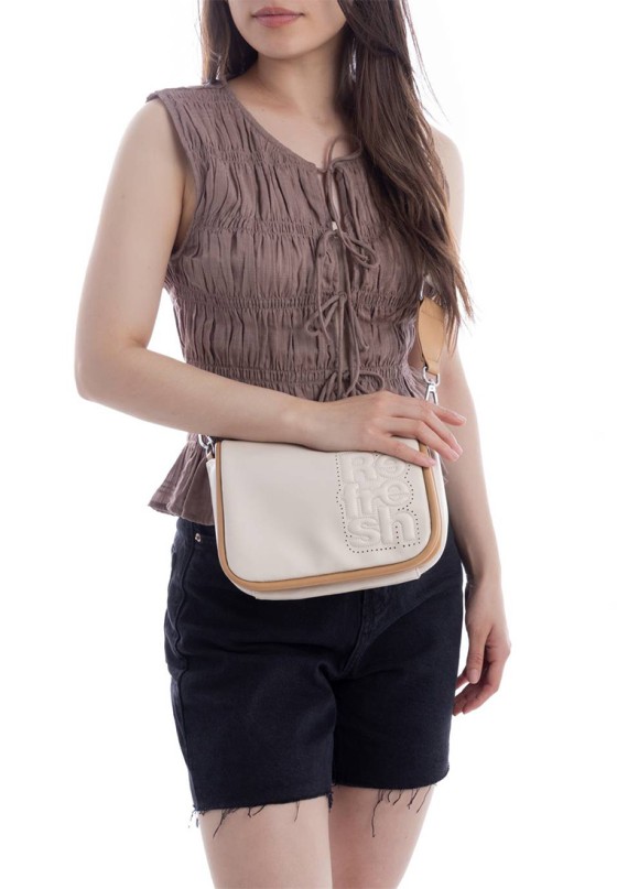 Bolso bandolera pequeña de mujer REFRESH 183378 beige sintetico