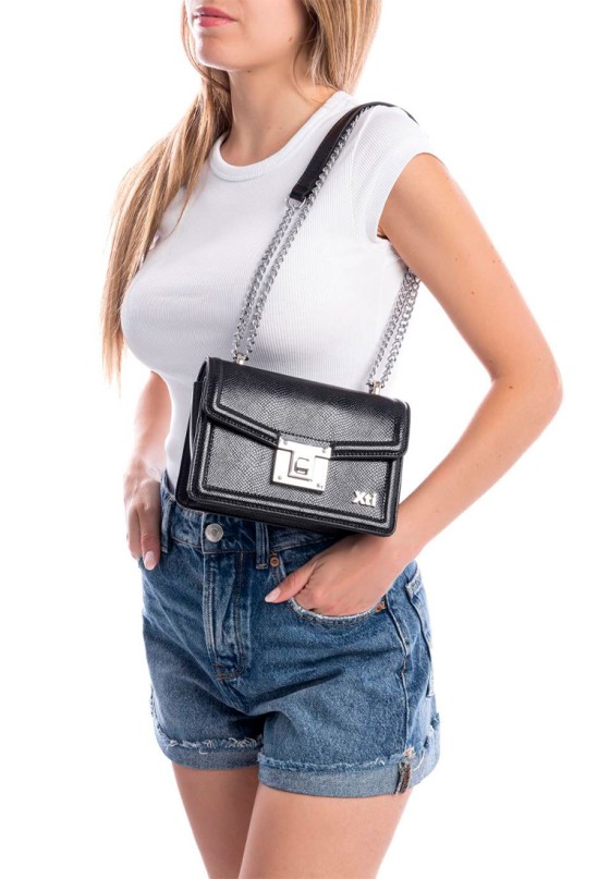 Bolso bandolera pequeña de mujer XTI 184412 negro sintetico