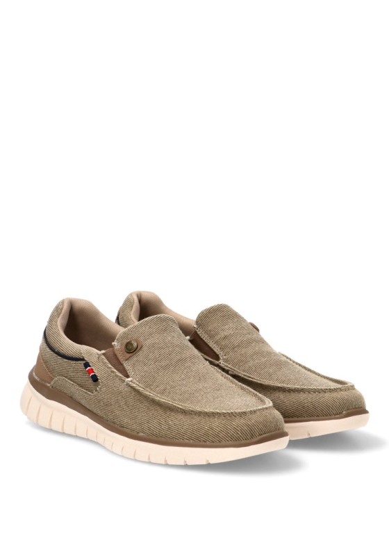 Nautico kiova mocasin de hombre REFRESH 175535 taupe textil  suela plana