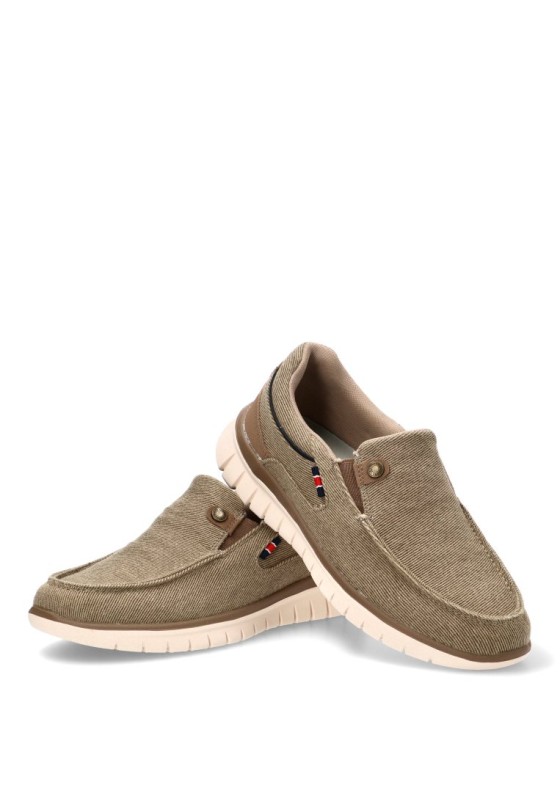 Nautico kiova mocasin de hombre REFRESH 175535 taupe textil  suela plana