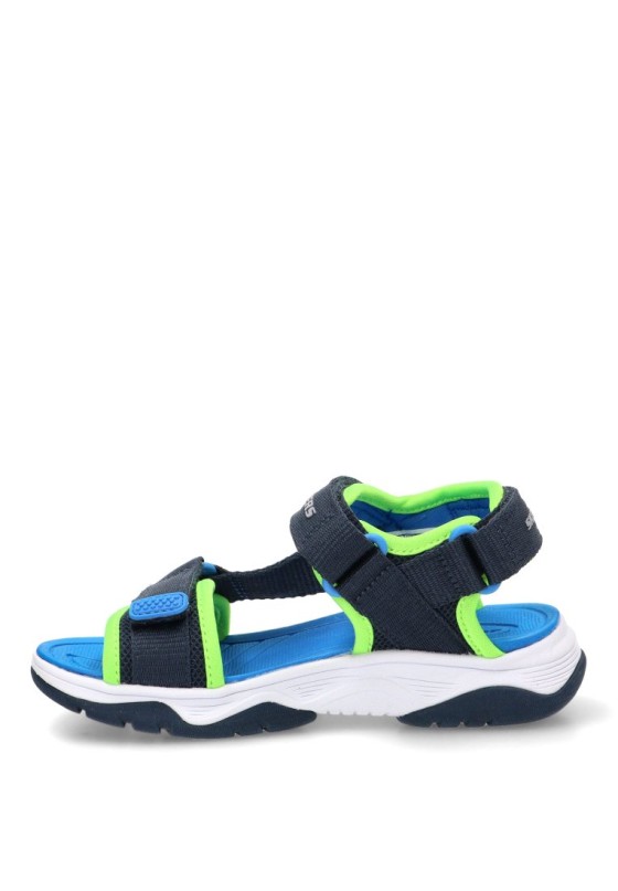 Sandalia de niño SKECHERS 407013l azul textil  suela plana