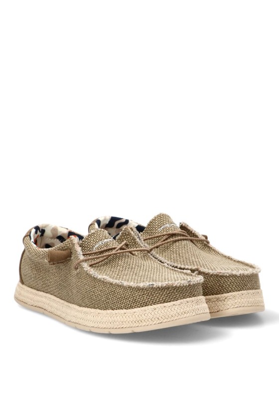 Nautico kiova mocasin de hombre STAY 75-2086c beige textil  suela plana
