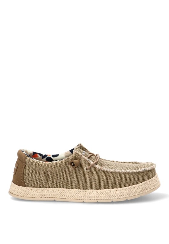 Nautico kiova mocasin de hombre STAY 75-2086c beige textil  suela plana