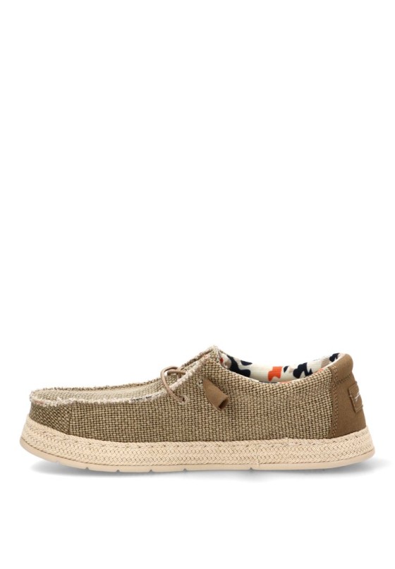 Nautico kiova mocasin de hombre STAY 75-2086c beige textil  suela plana