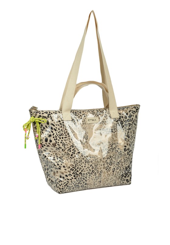Bolsa playa de mujer ETIKA b30141-e leopardo plástico