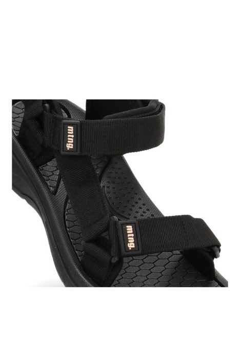 Sandalia de hombre MUSTANG 84660 negro textil  suela plana