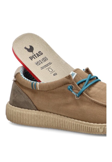 Nautico kiova mocasin de hombre WALK IN PITAS ledro taupe textil  suela plana