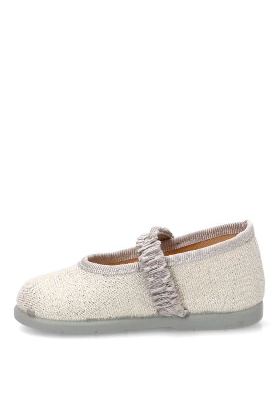 Bailarina  de niña VULCA-BICHA 507 plata textil  suela plana