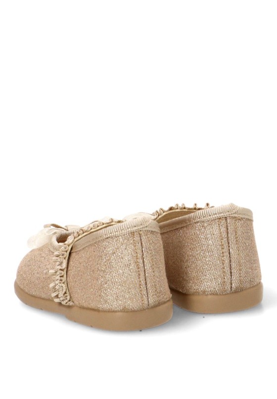 Bailarina  de niña VULCA-BICHA 1210 platino textil  suela plana