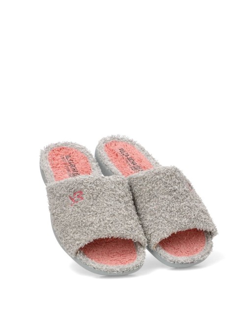 Zapatillas casa de mujer VULCA-BICHA 4905 gris textil  suela plana