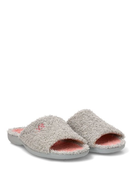 Zapatillas casa de mujer VULCA-BICHA 4905 gris textil  suela plana