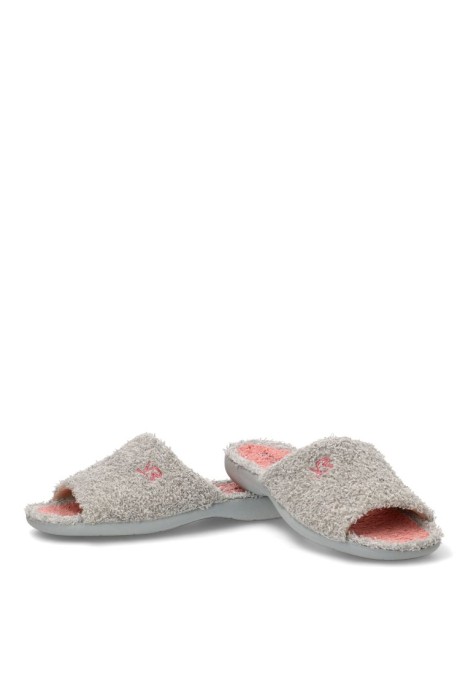 Zapatillas casa de mujer VULCA-BICHA 4905 gris textil  suela plana