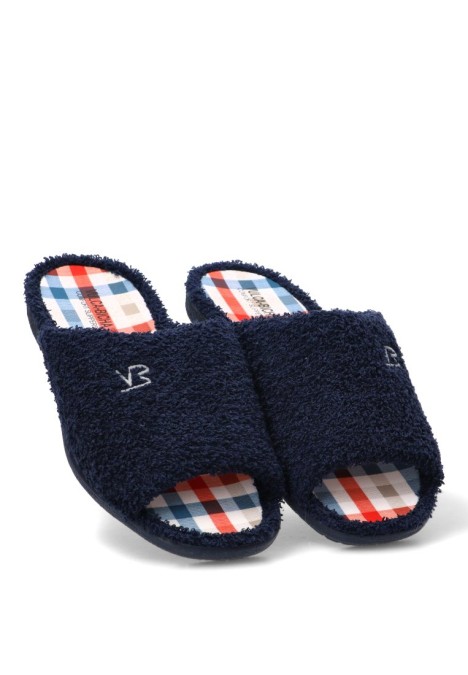 Zapatillas casa de hombre VULCA-BICHA 4435 marino textil  suela plana