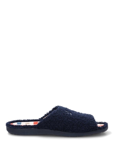 Zapatillas casa de hombre VULCA-BICHA 4435 marino textil  suela plana