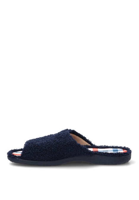 Zapatillas casa de hombre VULCA-BICHA 4435 marino textil  suela plana