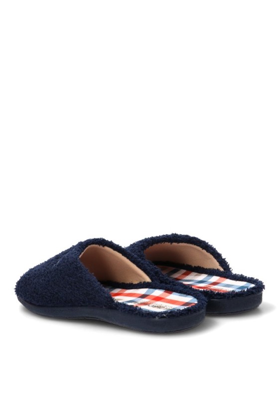 Zapatillas casa de hombre VULCA-BICHA 4435 marino textil  suela plana