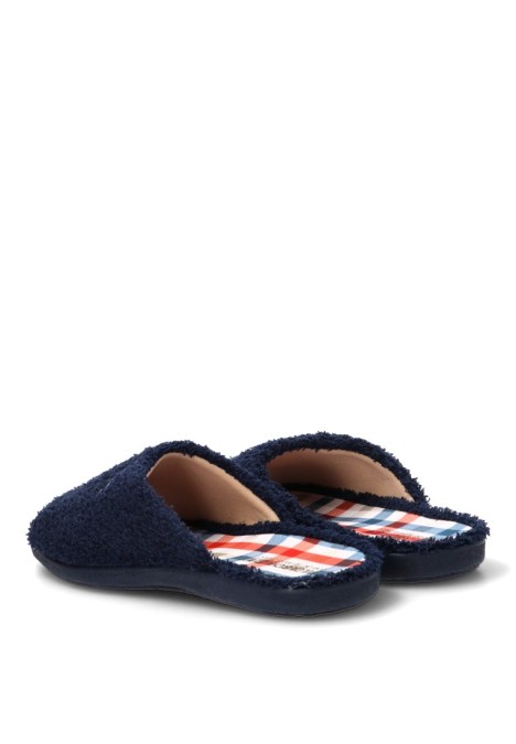 Zapatillas casa de hombre VULCA-BICHA 4435 marino textil  suela plana