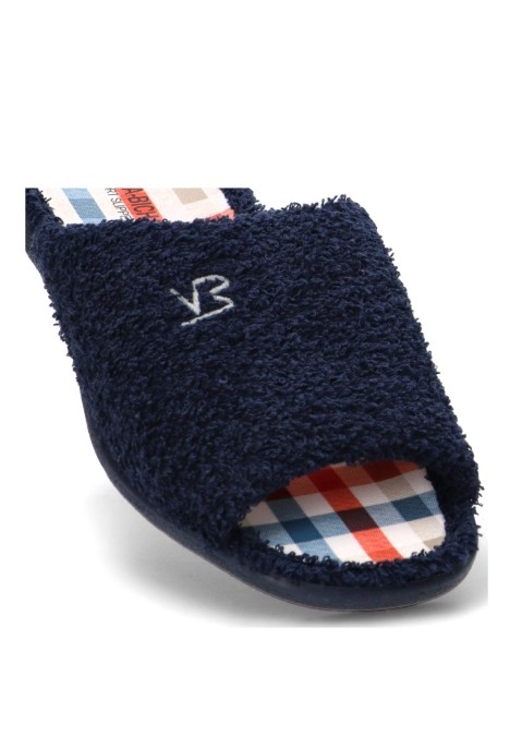 Zapatillas casa de hombre VULCA-BICHA 4435 marino textil  suela plana