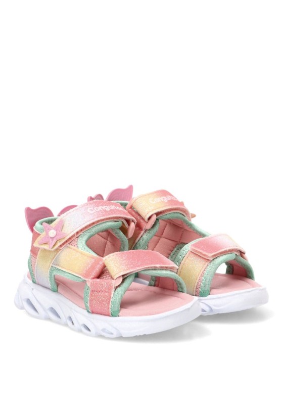 Sandalia de niña CONGUITOS cosh260018 rosa textil  suela plana