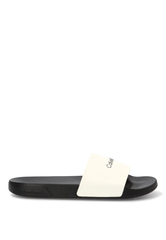 Chanclas sandalias playa de hombre CALVIN KLEIN hm0hm02107 blanco goma suela plana