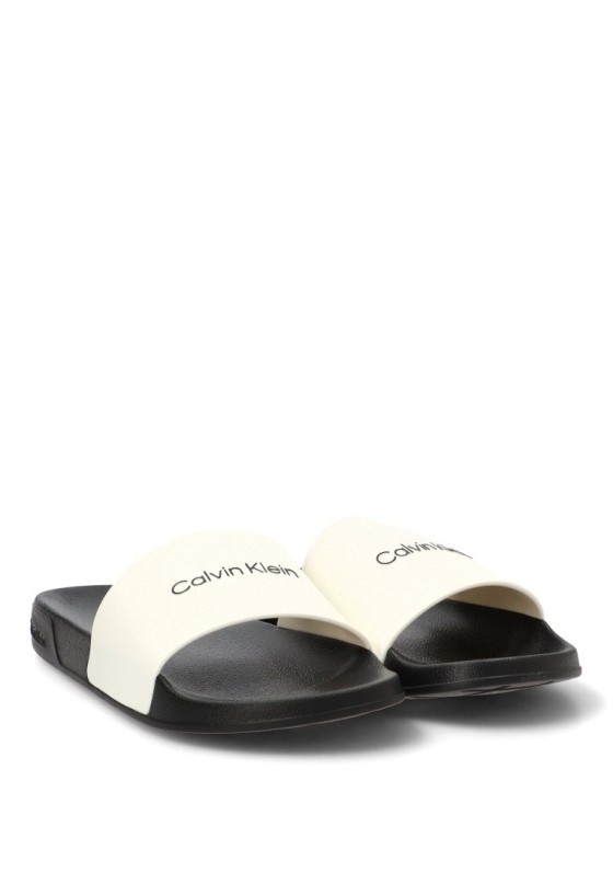 Chanclas sandalias playa de hombre CALVIN KLEIN hm0hm02107 blanco goma suela plana