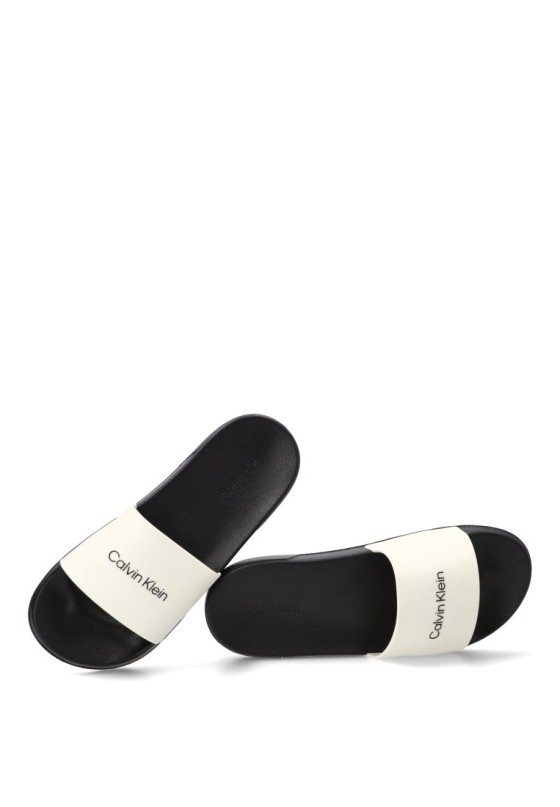 Chanclas sandalias playa de hombre CALVIN KLEIN hm0hm02107 blanco goma suela plana