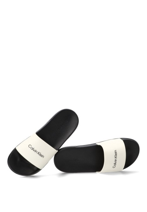 Chanclas sandalias playa de hombre CALVIN KLEIN hm0hm02107 blanco goma suela plana