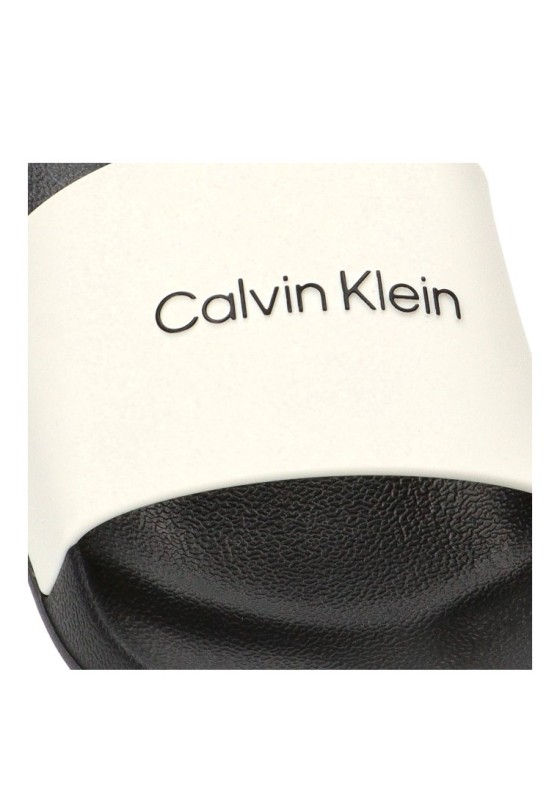 Chanclas sandalias playa de hombre CALVIN KLEIN hm0hm02107 blanco goma suela plana