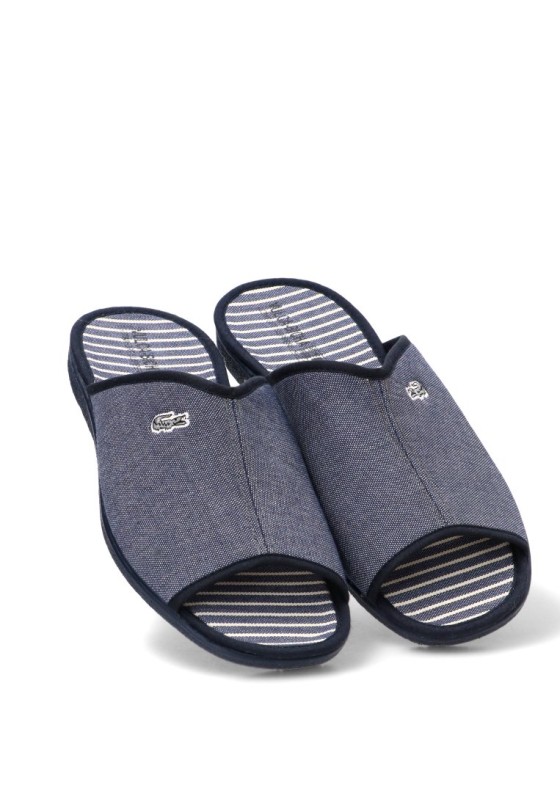 Zapatillas casa de hombre VULCA-BICHA 4424 azul textil  suela plana