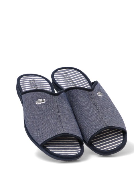 Zapatillas casa de hombre VULCA-BICHA 4424 azul textil  suela plana