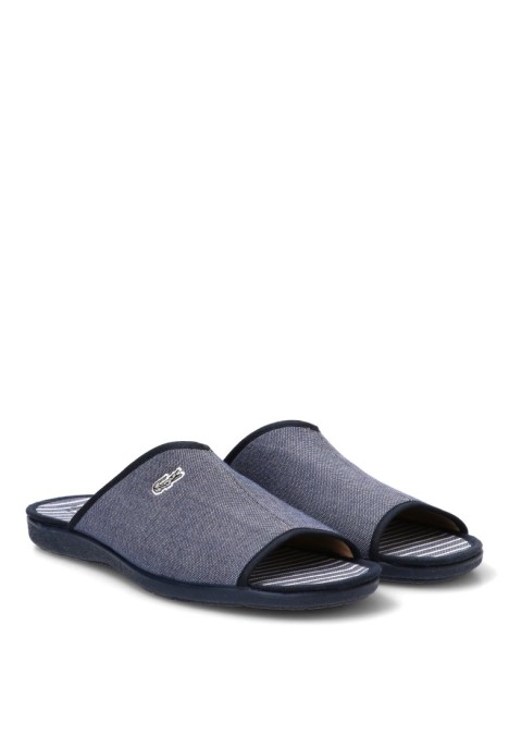 Zapatillas casa de hombre VULCA-BICHA 4424 azul textil  suela plana