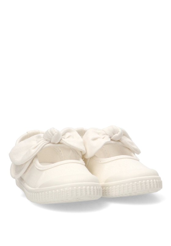 Bailarina  de niña LUNA KIDS rbs1689 blanco textil  suela plana