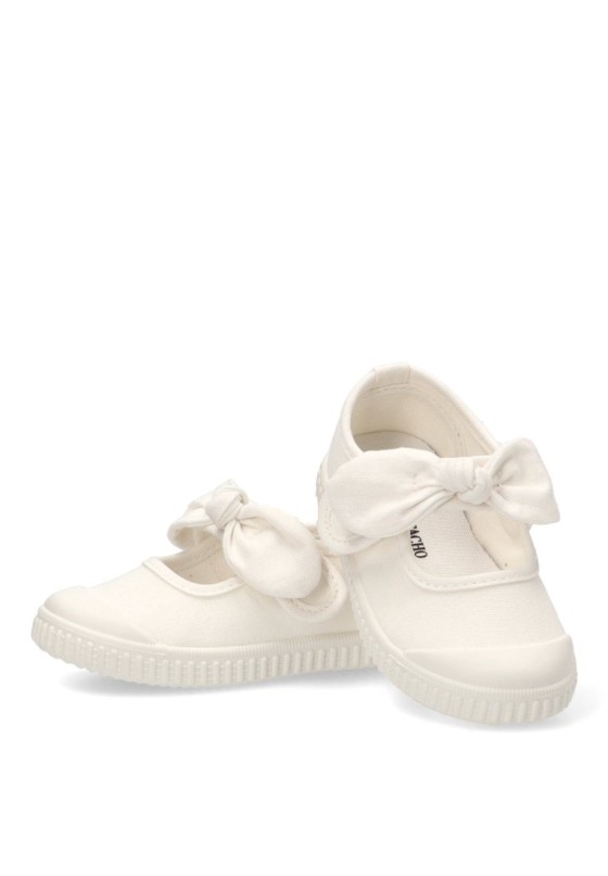 Bailarina  de niña LUNA KIDS rbs1689 blanco textil  suela plana