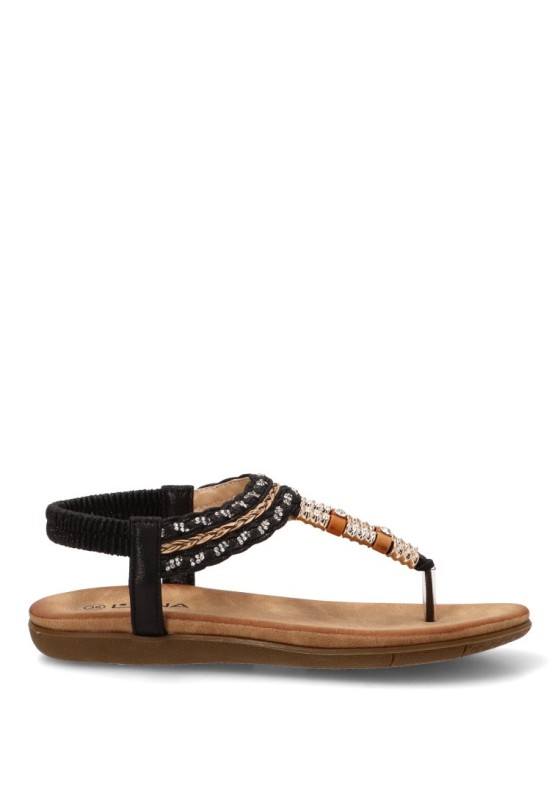 Sandalia negra con suela plana de mujer STAY 60-3143