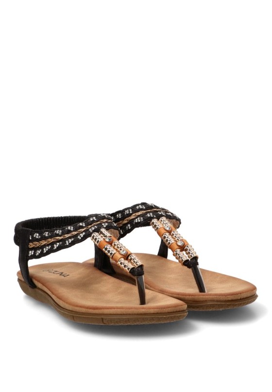 Sandalia negra con suela plana de mujer STAY 60-3143