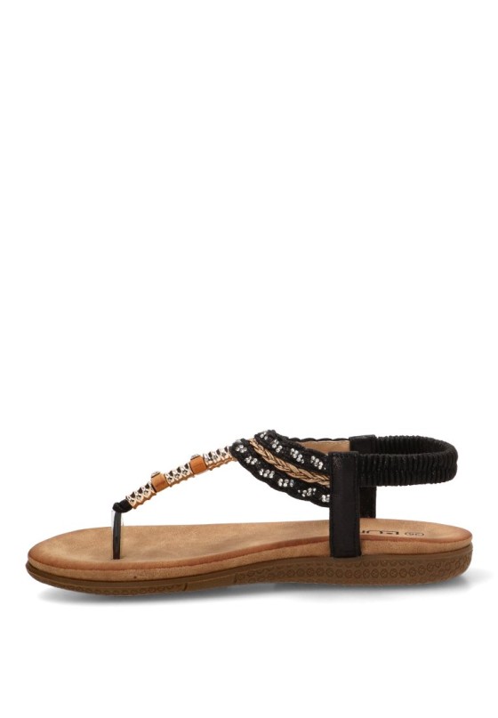 Sandalia negra con suela plana de mujer STAY 60-3143