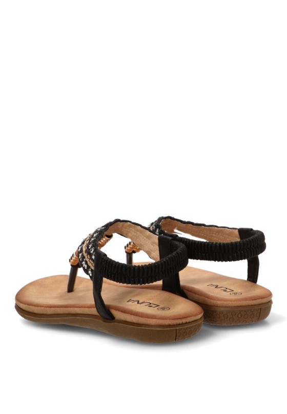 Sandalia negra con suela plana de mujer STAY 60-3143
