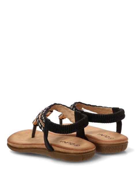 Sandalia negra con suela plana de mujer STAY 60-3143