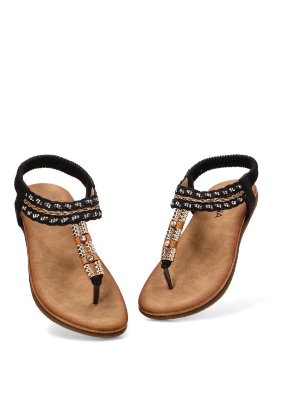Sandalia negra con suela plana de mujer STAY 60-3143