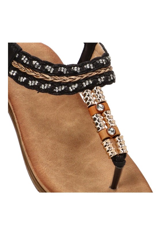 Sandalia negra con suela plana de mujer STAY 60-3143